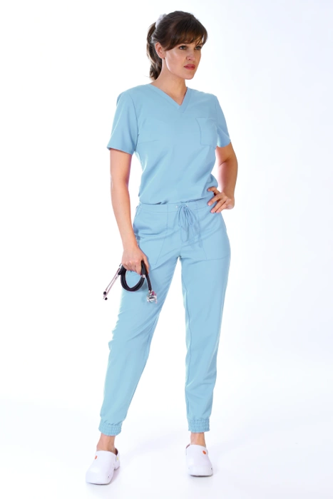 Women's medical blouse - PRO FLEX - blue - BF2-Bl