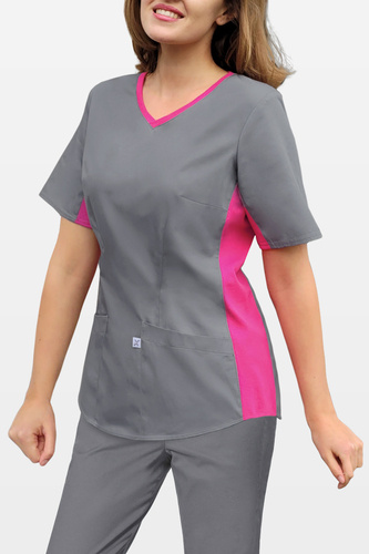 Scrubs top with ELASTIC SIDE PANELS BE1-SL, plum