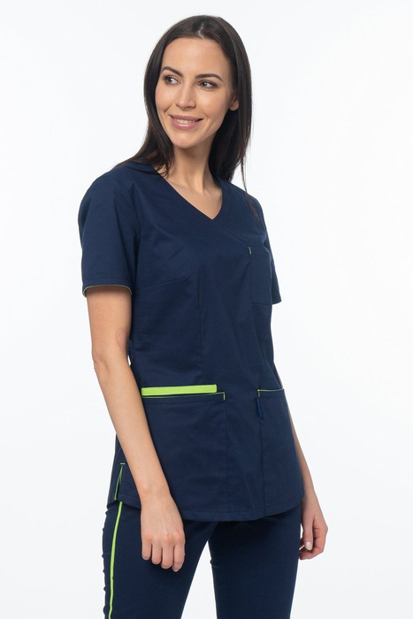 Scrubs set Soft Stretch, navy blue + lime XE4-G2