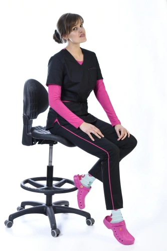 Ladies' medical SOFT STRETCH PREMIUM set, black + fuchsia, XE4-C