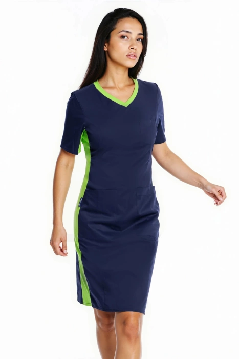 Scrubs dress with ELASTIC SIDE PANELS, fuchsia, SKE1-G