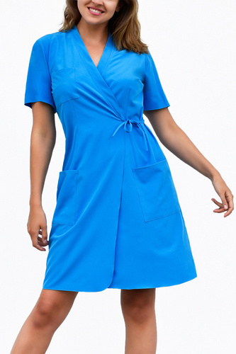 Side-tied medical dress - ENERGY FLEX - blue - SKE7-N