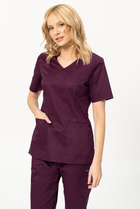 Bluza medyczna scrubs Colormed Stretch, kolor burgund, BE6-Bu