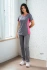 Scrubs / komplet medyczny: bluza z elastycznymi bokami + spodnie w gumę Stretch,  XE1-S'/R, szar + róż, bawełna +