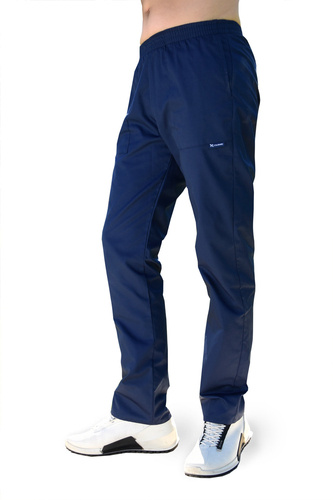 Men's medical trousers, with an elastic waist, navy blue, MSC4-G