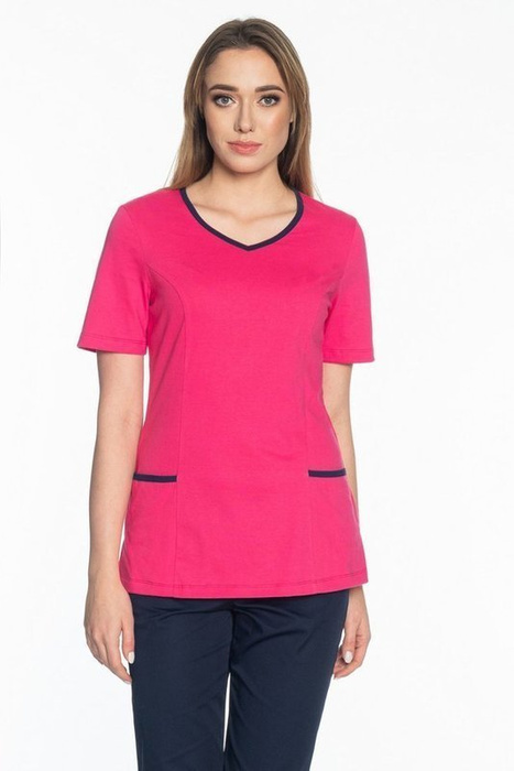 Scrubs top with trimming, pink, BD1-R