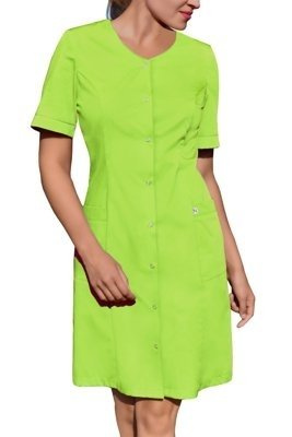 Medical Apron / Dress fastened with press studs, lime color, FC6-L