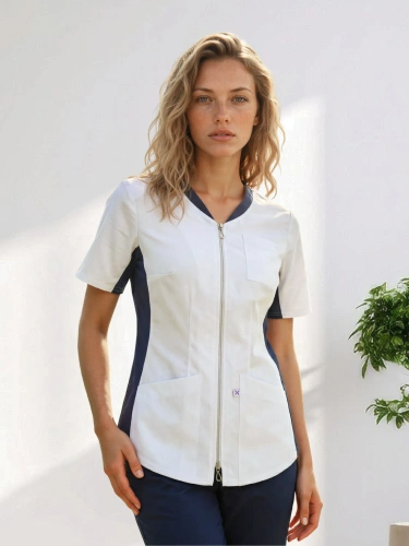 Scrubs jacket with ELASTIC SIDE PANELS ZE1-F, fuchsia