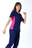 Scrubs top with ELASTIC SIDE PANELS BE1-G, navy blue