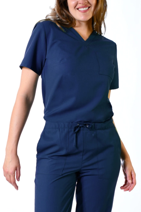 Women's medical blouse - PRO FLEX - navy blue - BF2-G