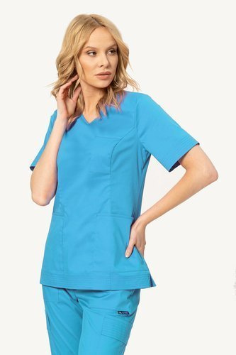 Scrubs top STRETCH, turquoise, BE6-T