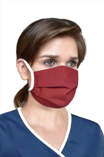 Reusable protective mask with drawstrings, burgundy