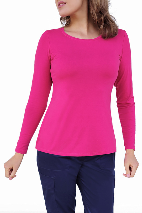 Scrubs top with trimming, pink, BD1-R