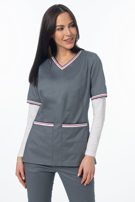 Bluza medyczna damska Colormed Soft Stretch Premium, szara, BE5-S2