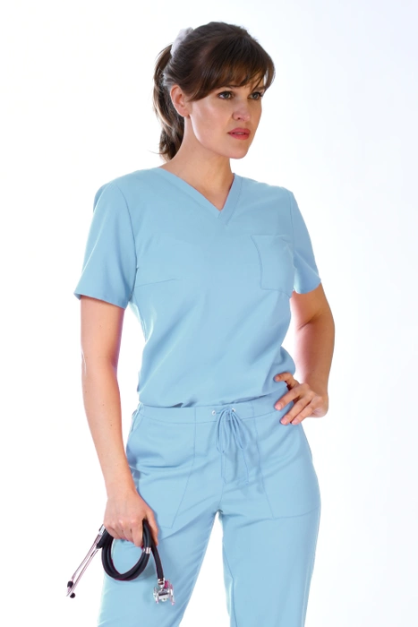 Women's medical blouse - PRO FLEX - blue - BF2-Bl