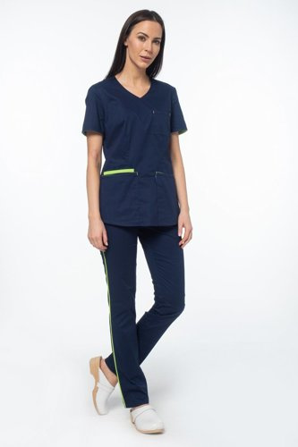 Scrubs set Soft Stretch, navy blue + lime XE4-G2