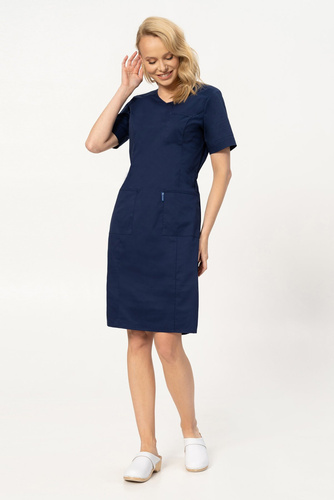 Sukienka medyczna Colormed Stretch, granat, SKE6-G, bawełna +