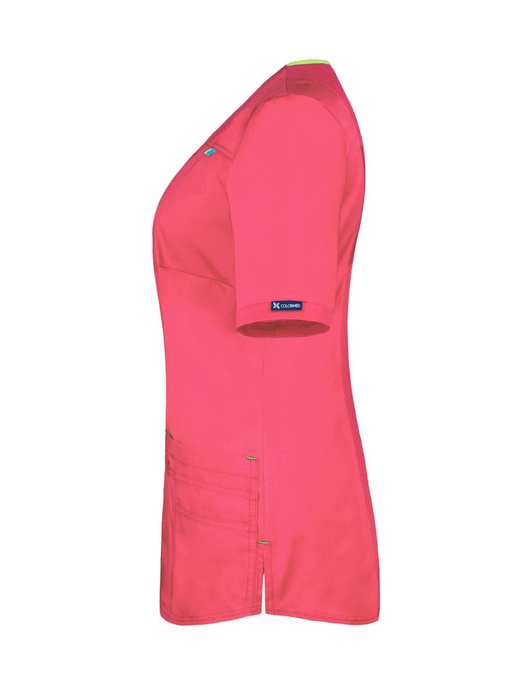 Scrubs top with an ELASTIC BACK BE3-K, coral red