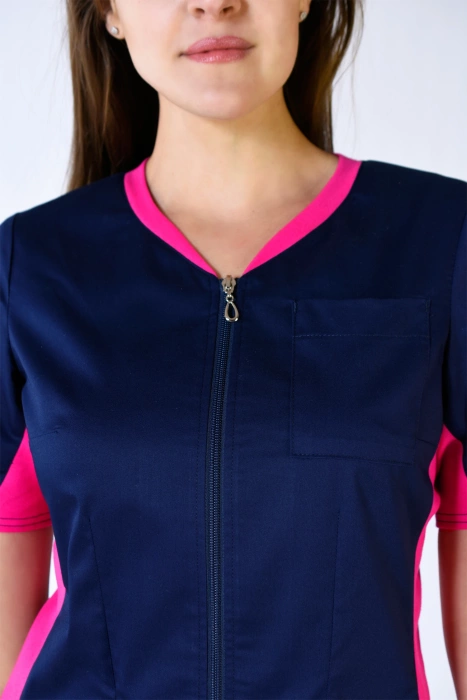 Scrubs jacket with ELASTIC SIDE PANELS ZE1-F, fuchsia