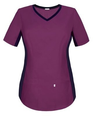 Scrubs top with ELASTIC SIDE PANELS BE1-SL, plum