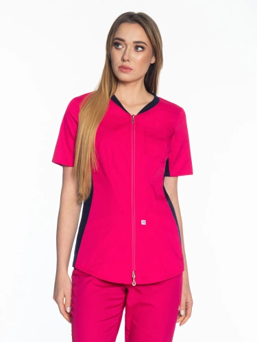 Scrubs jacket with ELASTIC SIDE PANELS ZE1-F, fuchsia
