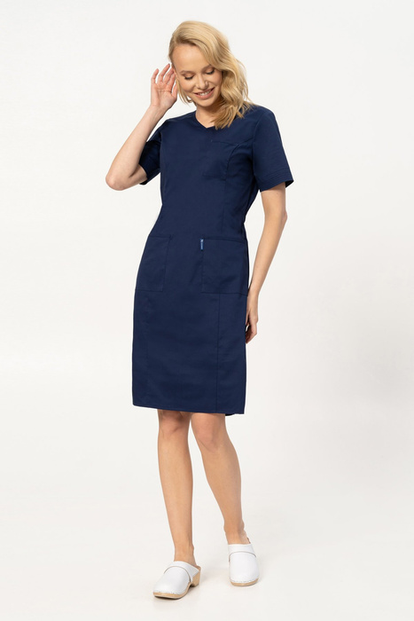 Sukienka medyczna Colormed Stretch, granat, SKE6-G, bawełna +