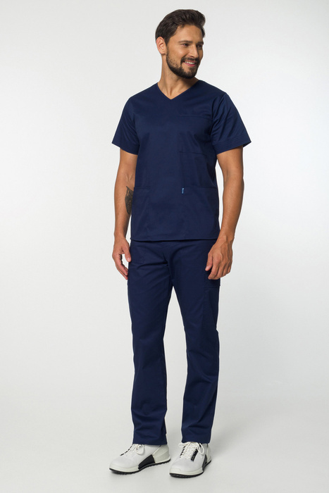 STRETCH men's medical shirt, navy blue MBE6-G