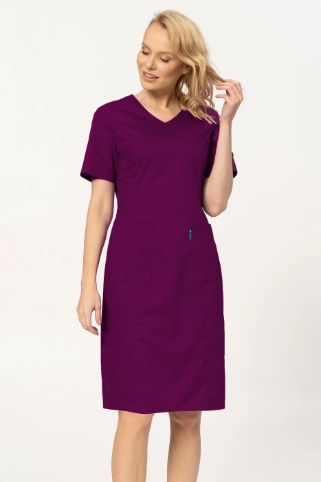 Sukienka medyczna Colormed Stretch, śliwka, SKE6-SL, bawełna +