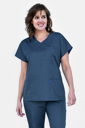 Bluza medyczna scrubs, z rękawem typu kimono Colormed , granatowy melanż, BC4-Gm