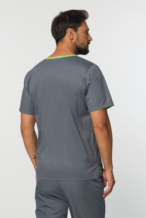 Bluza medyczna męska Soft Stretch Premium Colormed, szary + limonka, MBE4-S2