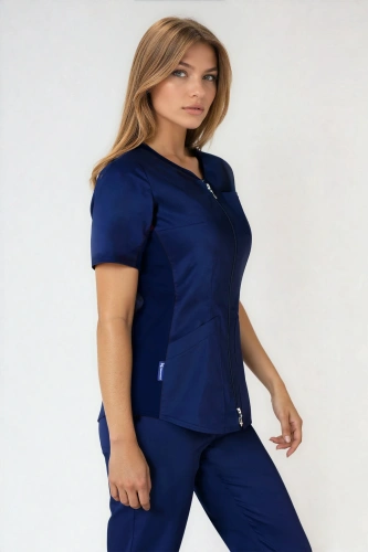 Scrubs jacket with ELASTIC SIDE PANELS ZE1-G, navy blue