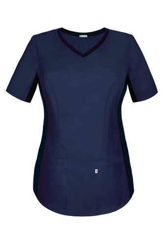 Scrubs top with ELASTIC SIDE PANELS BE1-G, navy blue