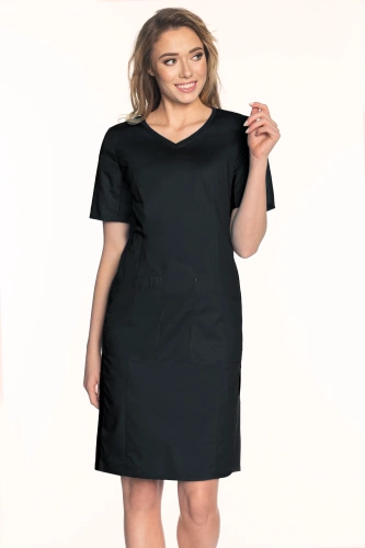 Scrubs dress with ELASTIC SIDE PANELS, navy blue, SKE1-G