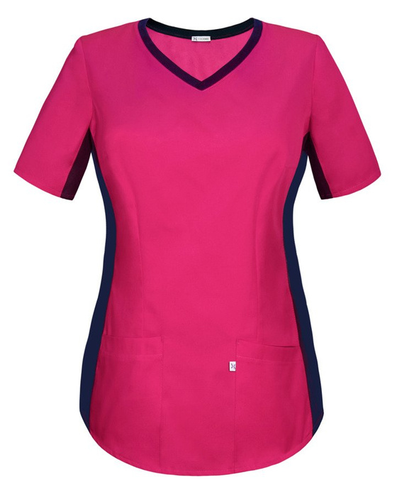 Scrubs top with ELASTIC SIDE PANELS BE1-F, fuchsia