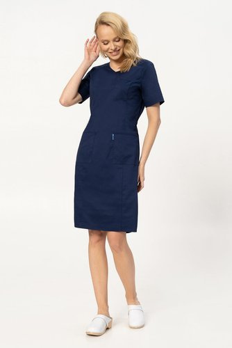 Sukienka medyczna Colormed Stretch, granat, SKE6-G, bawełna +