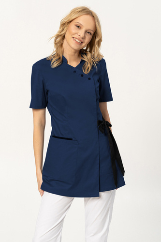 Medical / cosmetic tunic SOFT STRETCH PREMIUM, navy blue, TE1-G