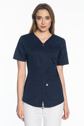 Scrubs jacket with ELASTIC SIDE PANELS ZE1-G, navy blue