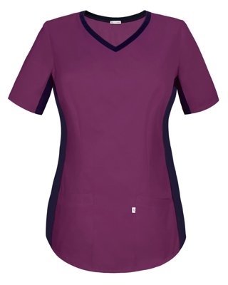 Bluza medyczna damska Z ELASTYCZNYM ŚCIĄGACZEM w boku, kolor śliwkowy, BE1-SL