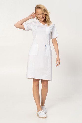 Sukienka medyczna STRETCH, biała, SKE6-B