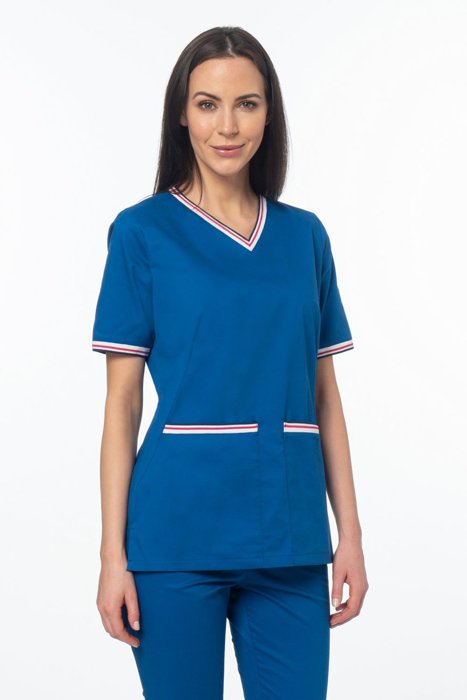 Bluza medyczna damska SOFT STRETCH PREMIUM, niebieski szafir, BE5-N2 