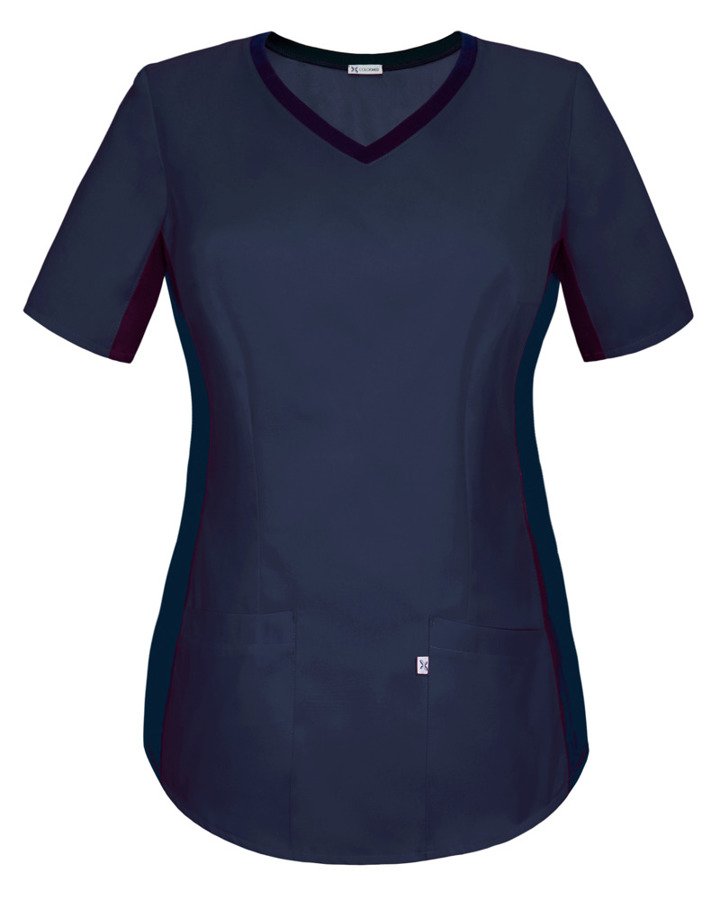 Bluza medyczna damska Z ELASTYCZNYM ŚCIĄGACZEM w boku, kolor grantowy, BE1-G2