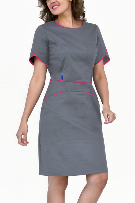 Sukienka medyczna Soft Stretch Premim, szara + fuksja, SKE9-S